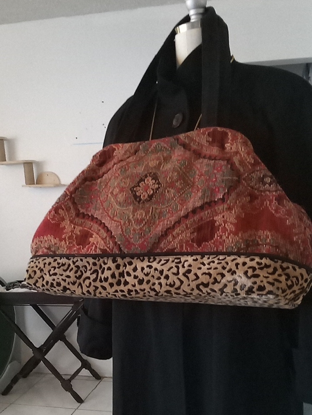 Elegant Red and Brown Tote Bag